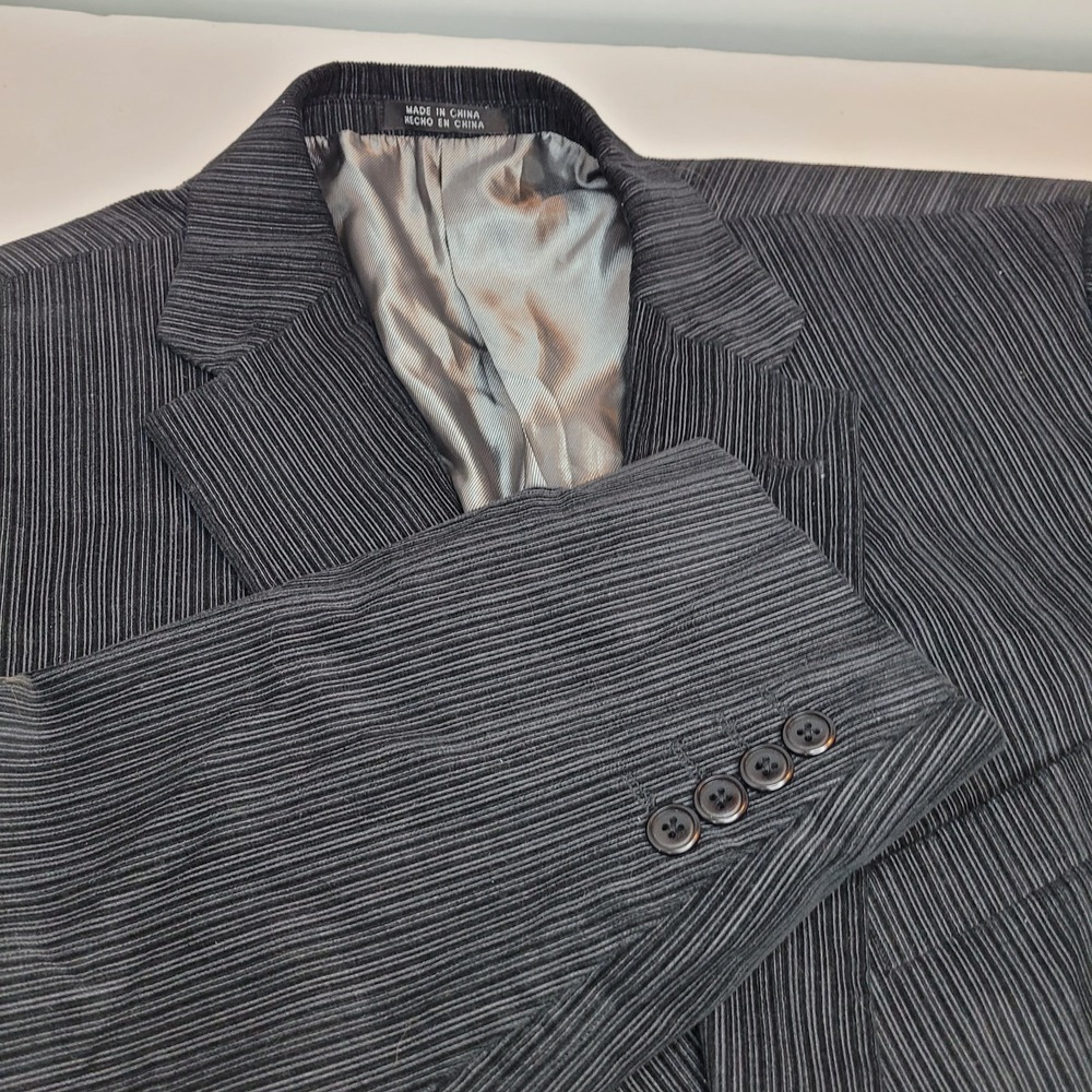 J. Ferrar Black Corduroy Two Button Sport‎ Coat Blazer Jacket Lg 42-44 EUC (E)